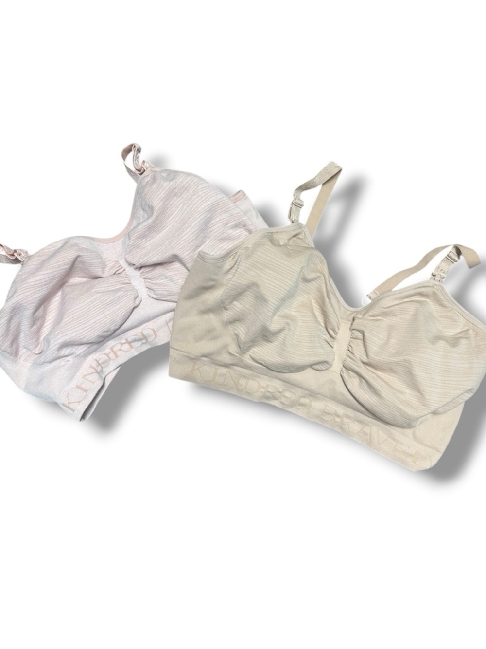 Kindred Bravely Soft Rib Nursing Bras in Light Pink and Beige